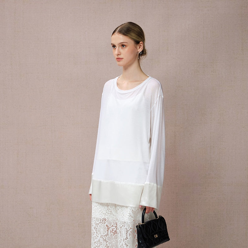 KNIT PANEL LONG SLEEVE T-SHIRT