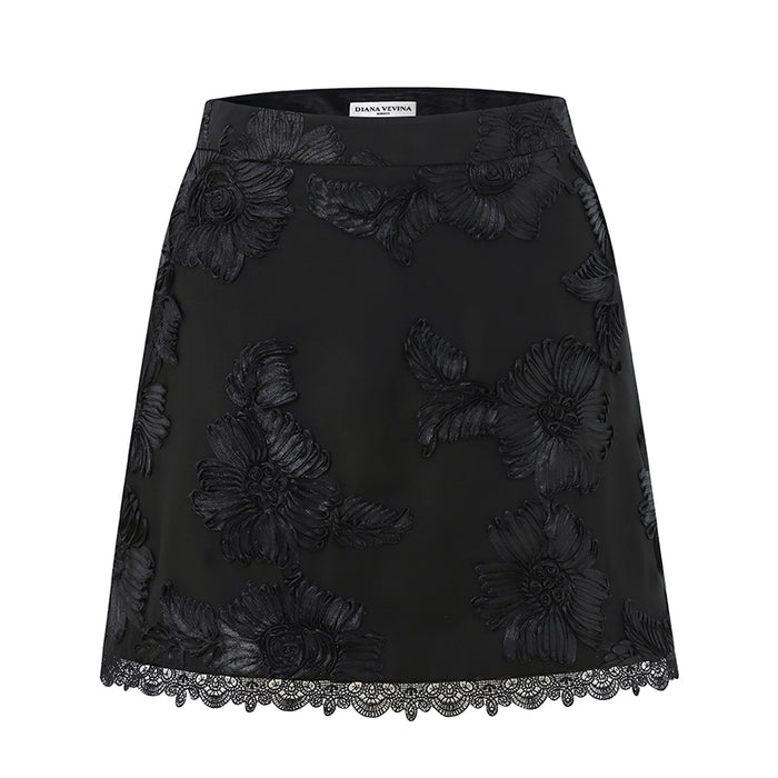 BLACK FLORAL SKIRT