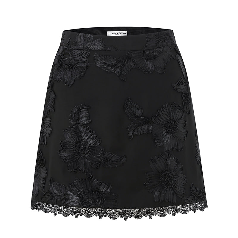 BLACK FLORAL SKIRT