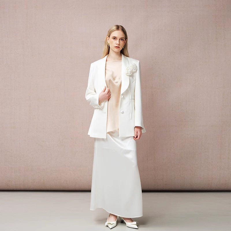WHITE ACETATE SKIRT