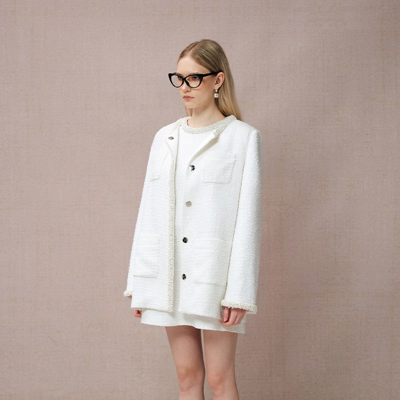 PEARL TRIM TWEED JACKET