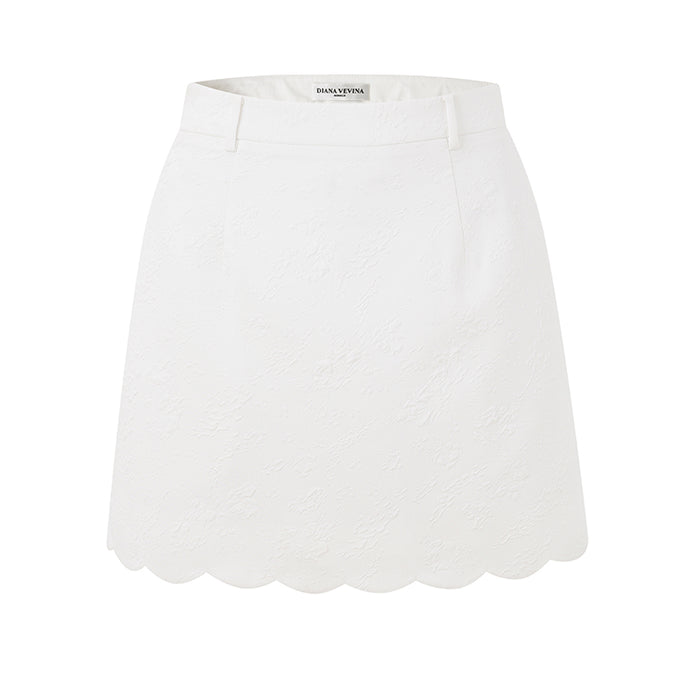 WHITE SCALLOPED EDGE SKIRT