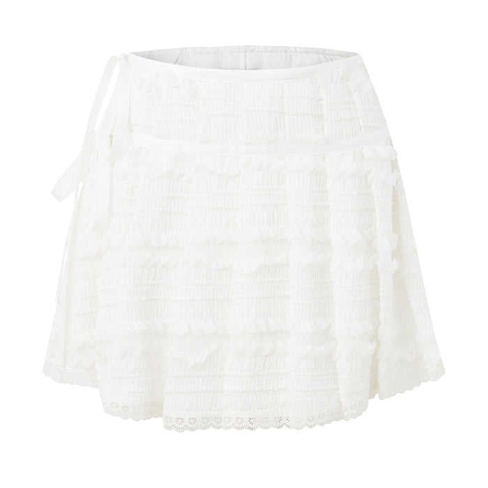 WHITE RUCHED SKIRT