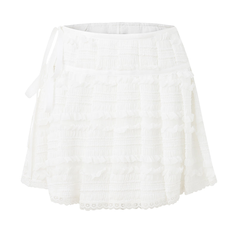 WHITE RUCHED SKIRT