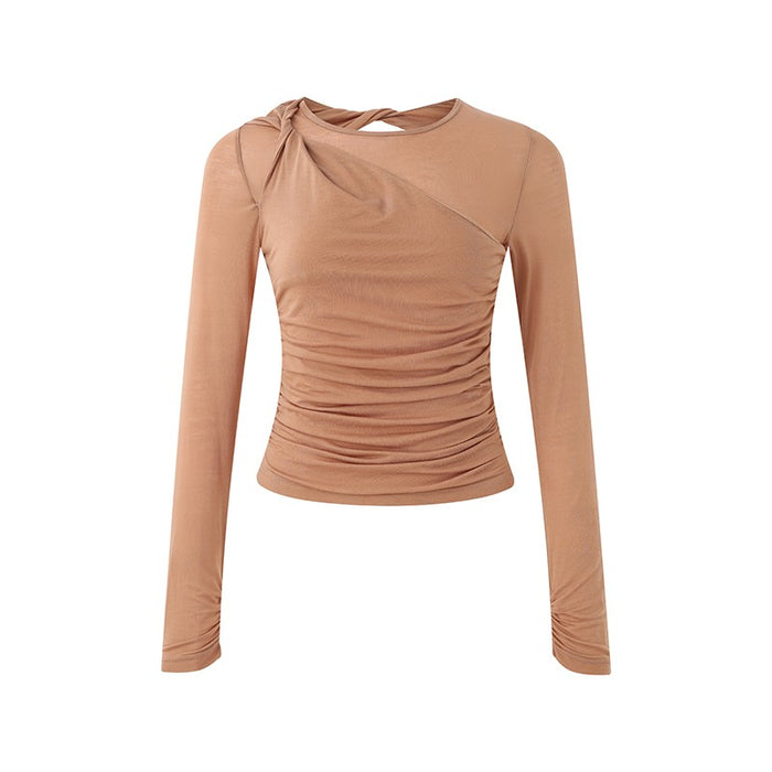 CARAMEL LONG SLEEVE ESSENTIAL TOP