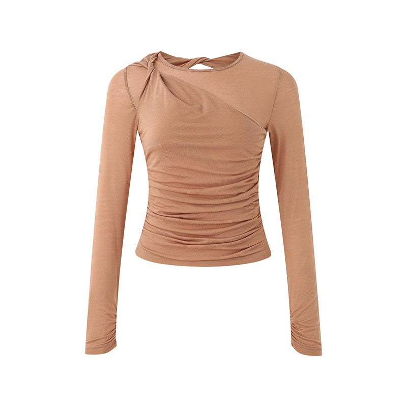 CARAMEL LONG SLEEVE ESSENTIAL TOP