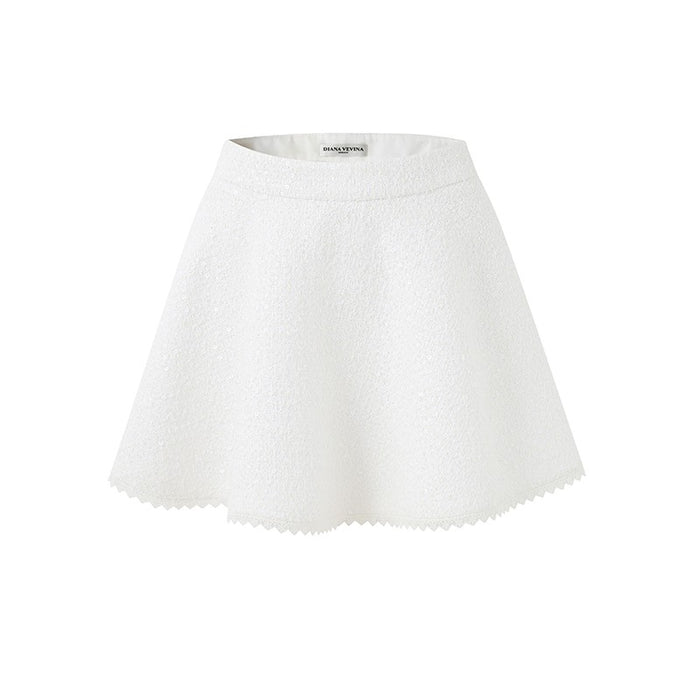 LACE TRIM TWEED SKIRT