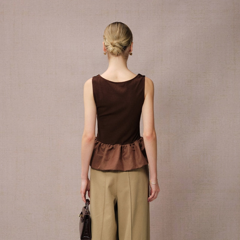 COFFEE EMBELLISHED BUD KNIT VEST