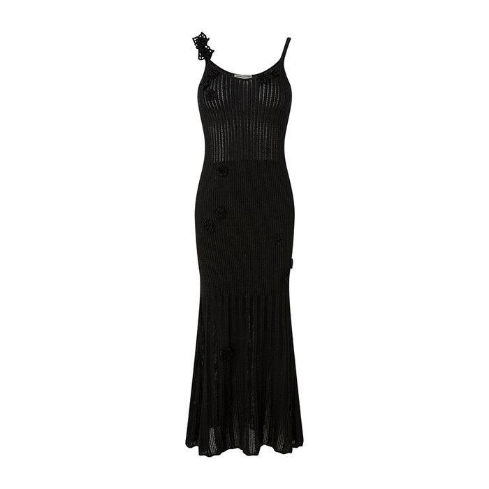 BLACK CROCHET KNIT DRESS