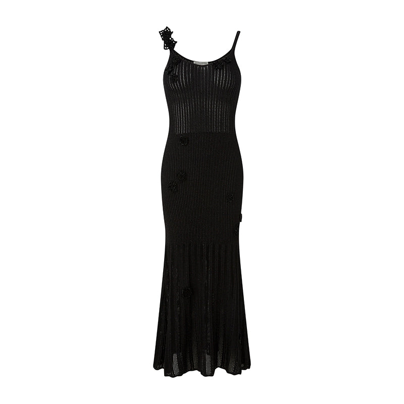 BLACK CROCHET KNIT DRESS