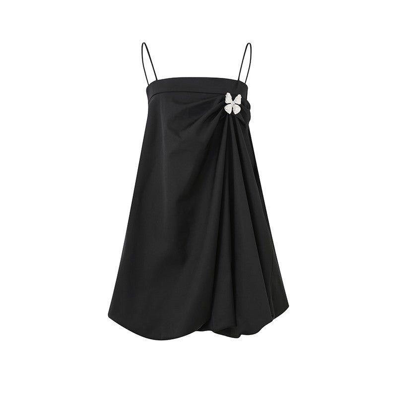 BLACK STRAPPY BUTTERFLY DRESS