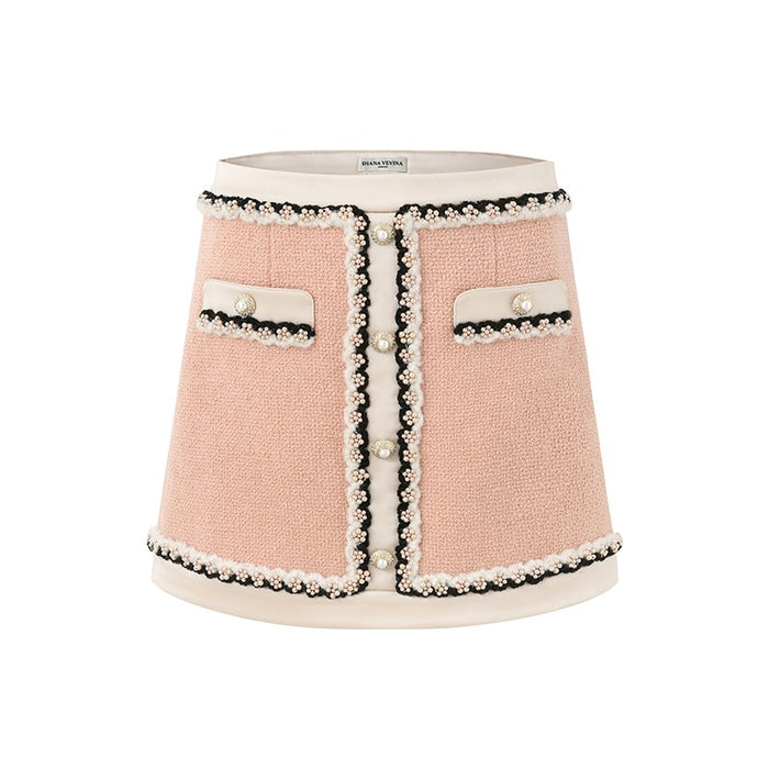 ORANGE PINK TWEED SKIRT