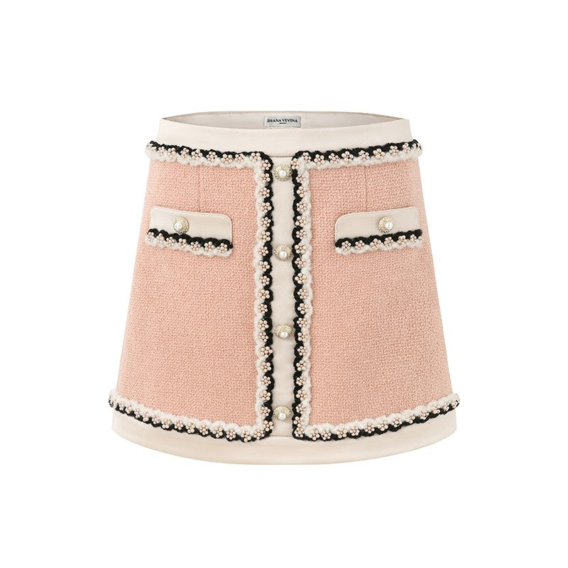 ORANGE PINK TWEED SKIRT
