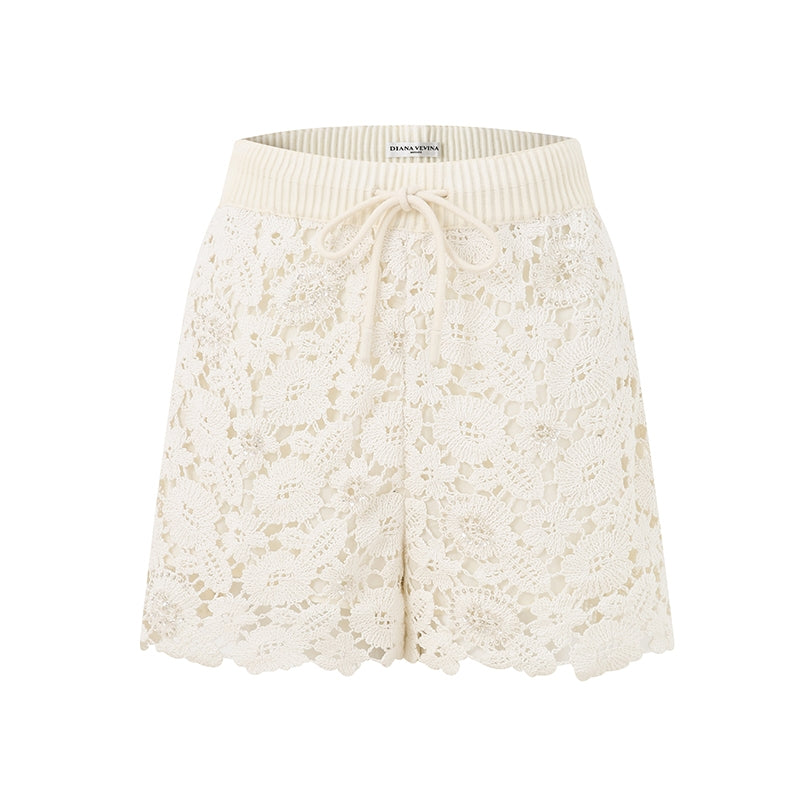 LACE EMBROIDERED EYELET SHORTS