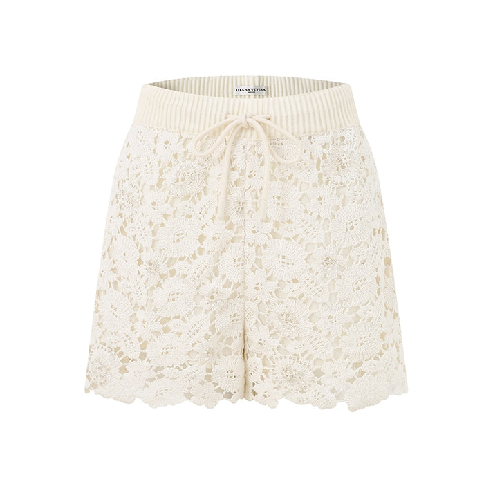 LACE EMBROIDERED EYELET SHORTS