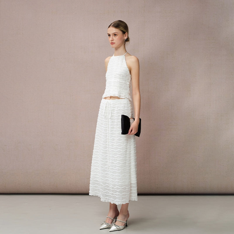 CHIFFON RUCHED MESH SKIRT