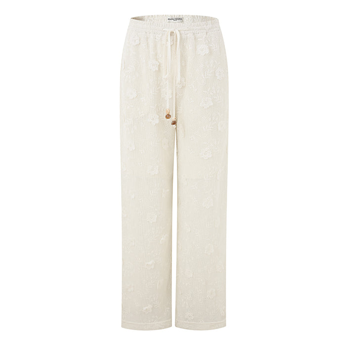 EYELET LACE FLORAL PANTS