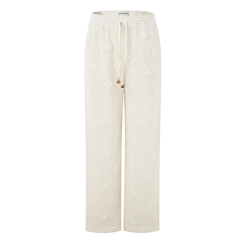 EYELET LACE FLORAL PANTS
