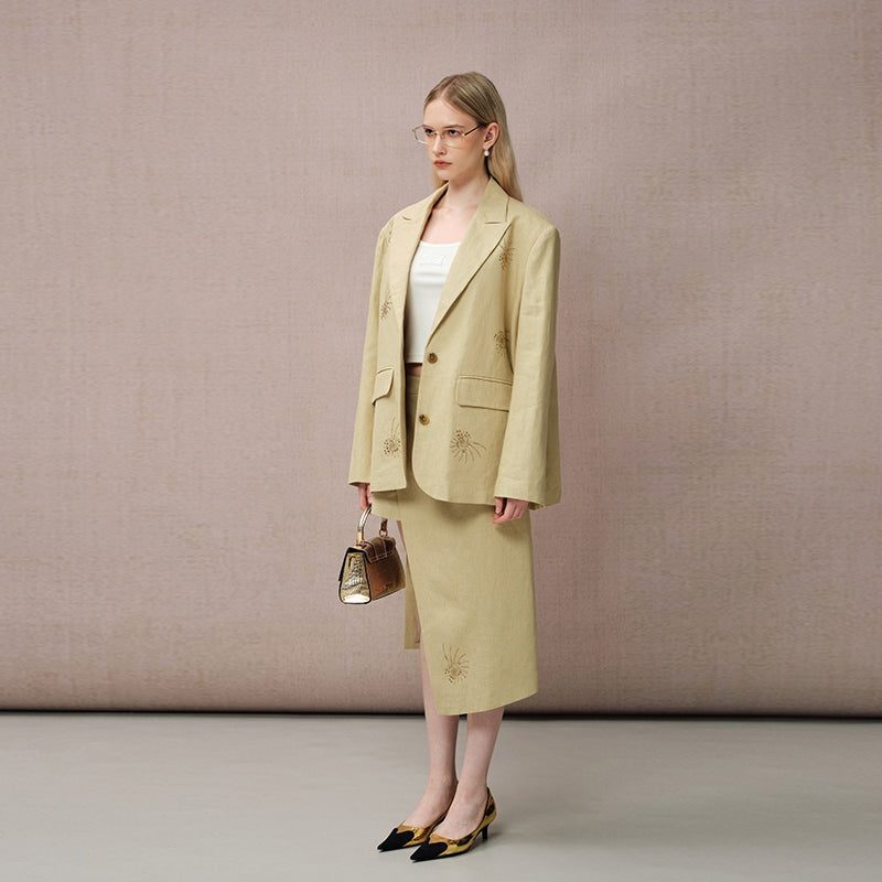 GREEN LINEN BLAZER