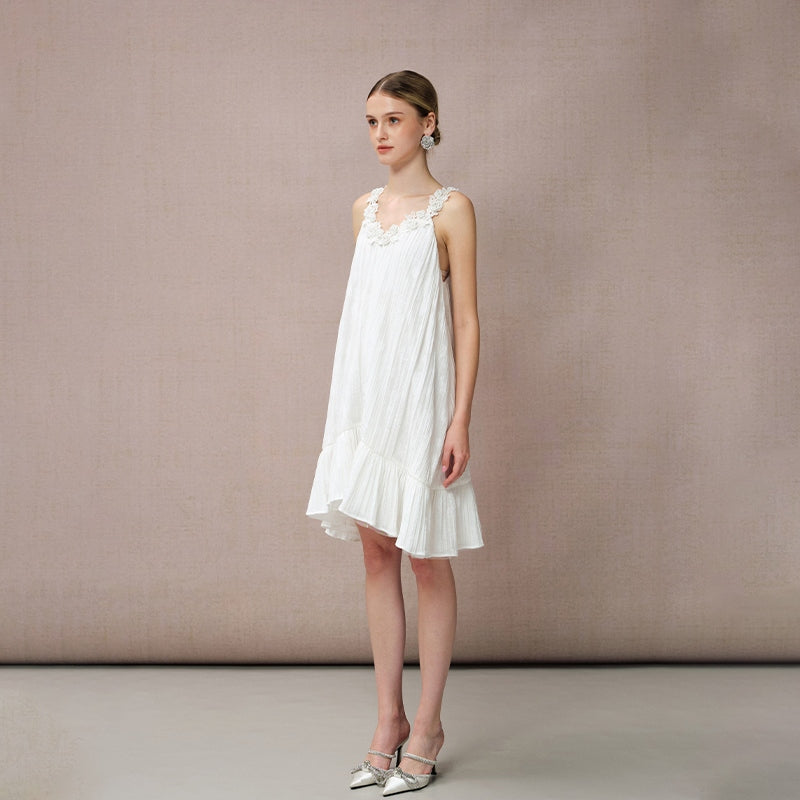 WHITE LACE TRIM CAMI DRESS