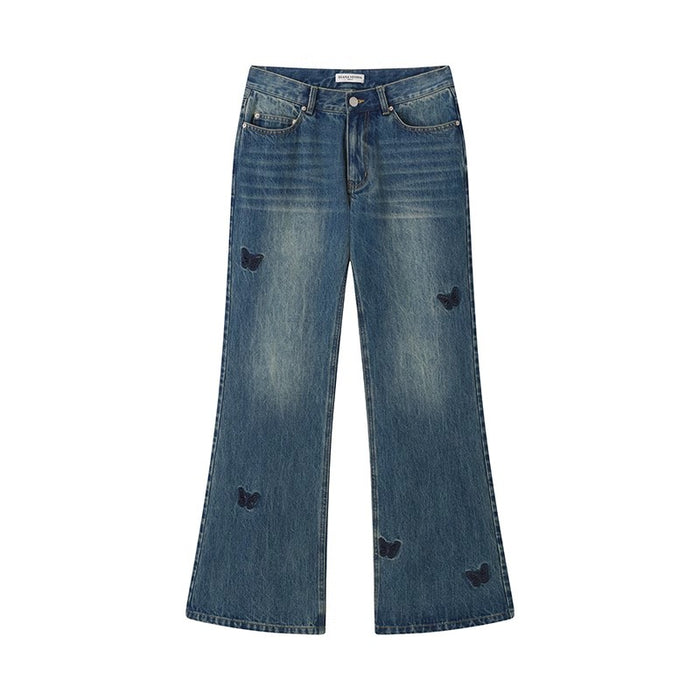 BUTTERFLY EMBROIDERED DENIM PANTS