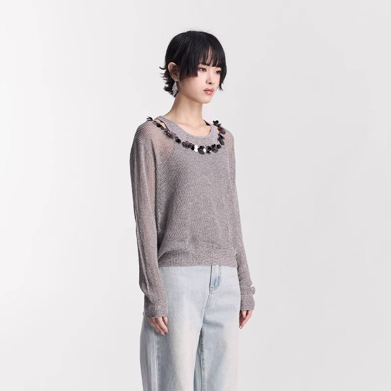 WHITE & GREY TWO-PIECE PULLOVER KNIT
