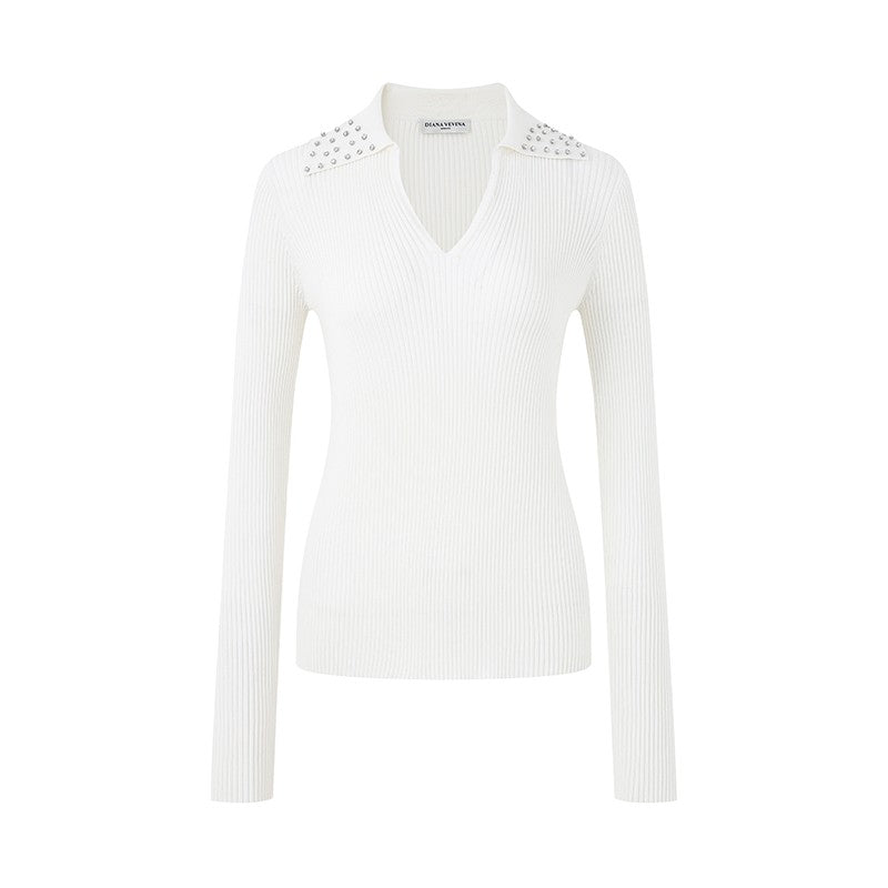 WHITE RHINESTONE EMBELLISHED BASE SHIRT