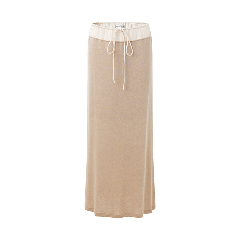 KNIT PATCHWORK ACETATE LONG SKIRT