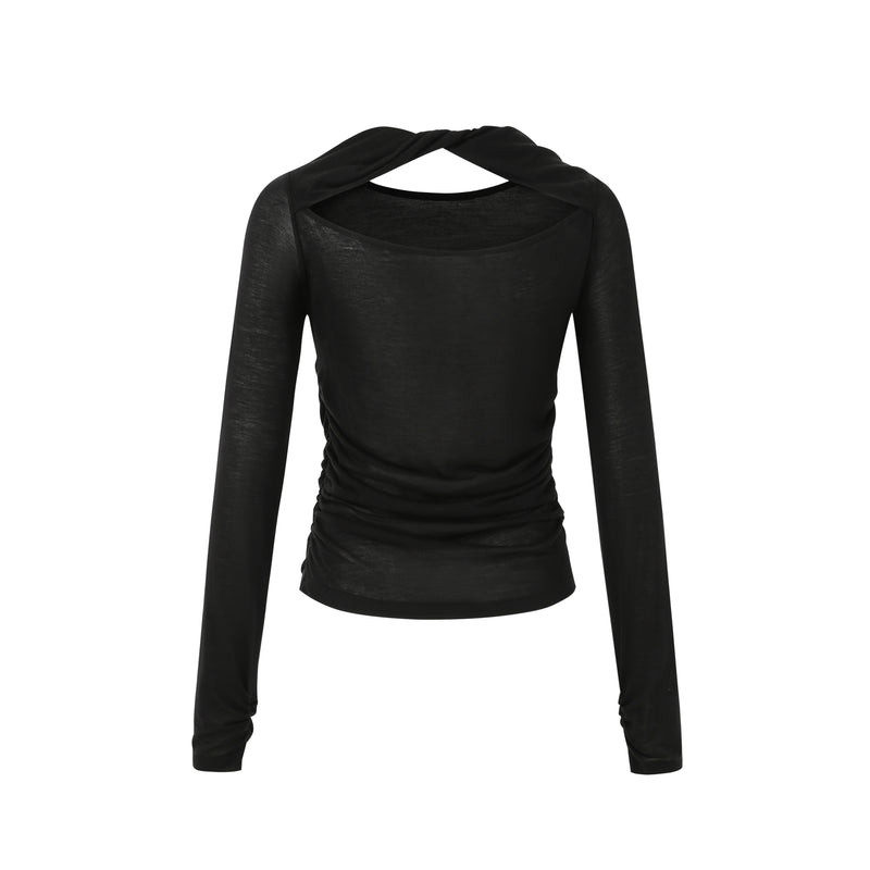 BLACK LONG SLEEVE ESSENTIAL TOP