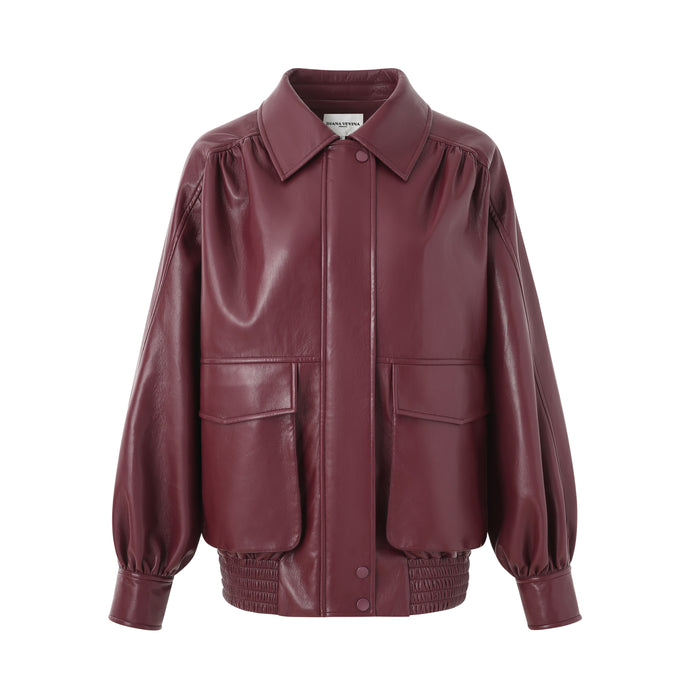 BURGUNDY CLASSIC LAPEL LEATHER JACKET
