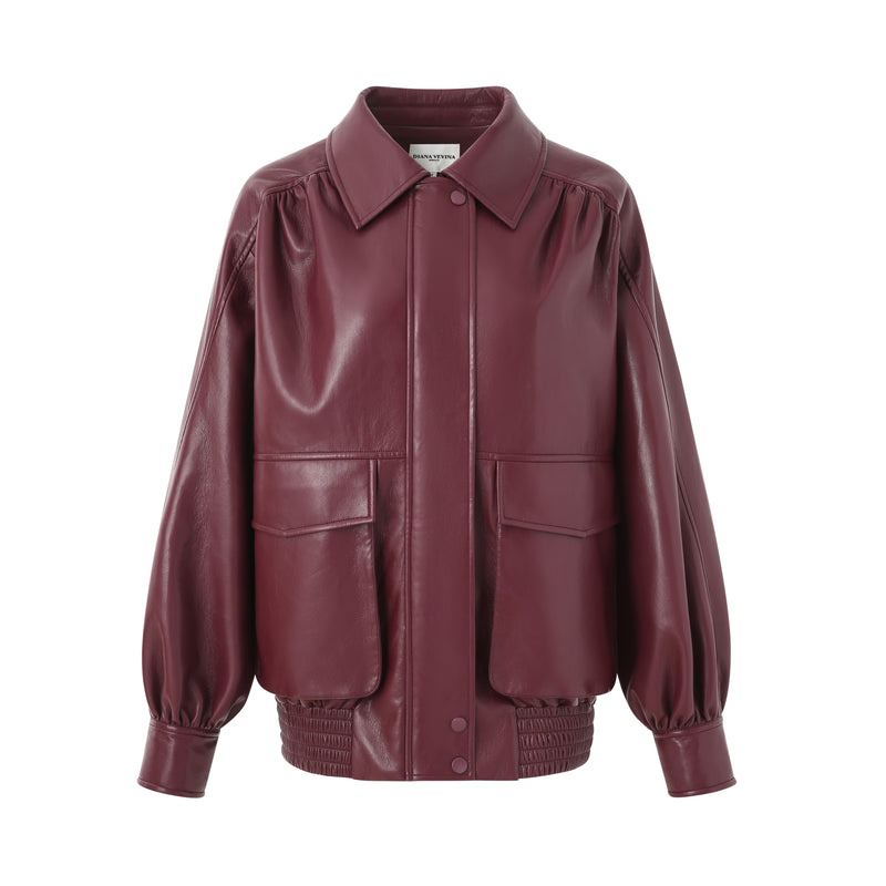 BURGUNDY CLASSIC LAPEL LEATHER JACKET