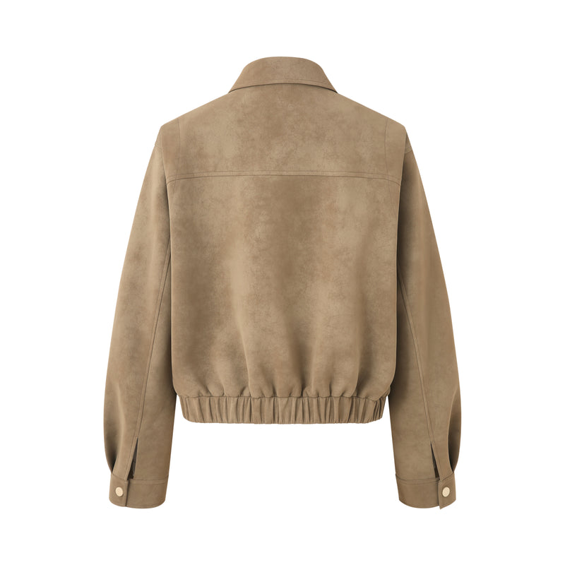 COFFEE BROWN FLOWER LEATHER JACKET