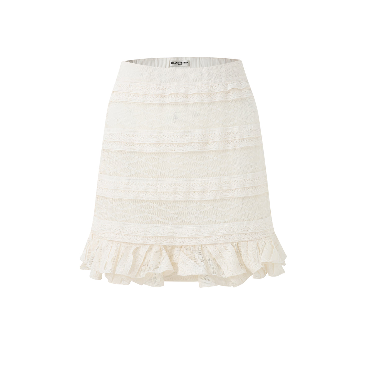 BEIGE LACE MIDI SKIRT
