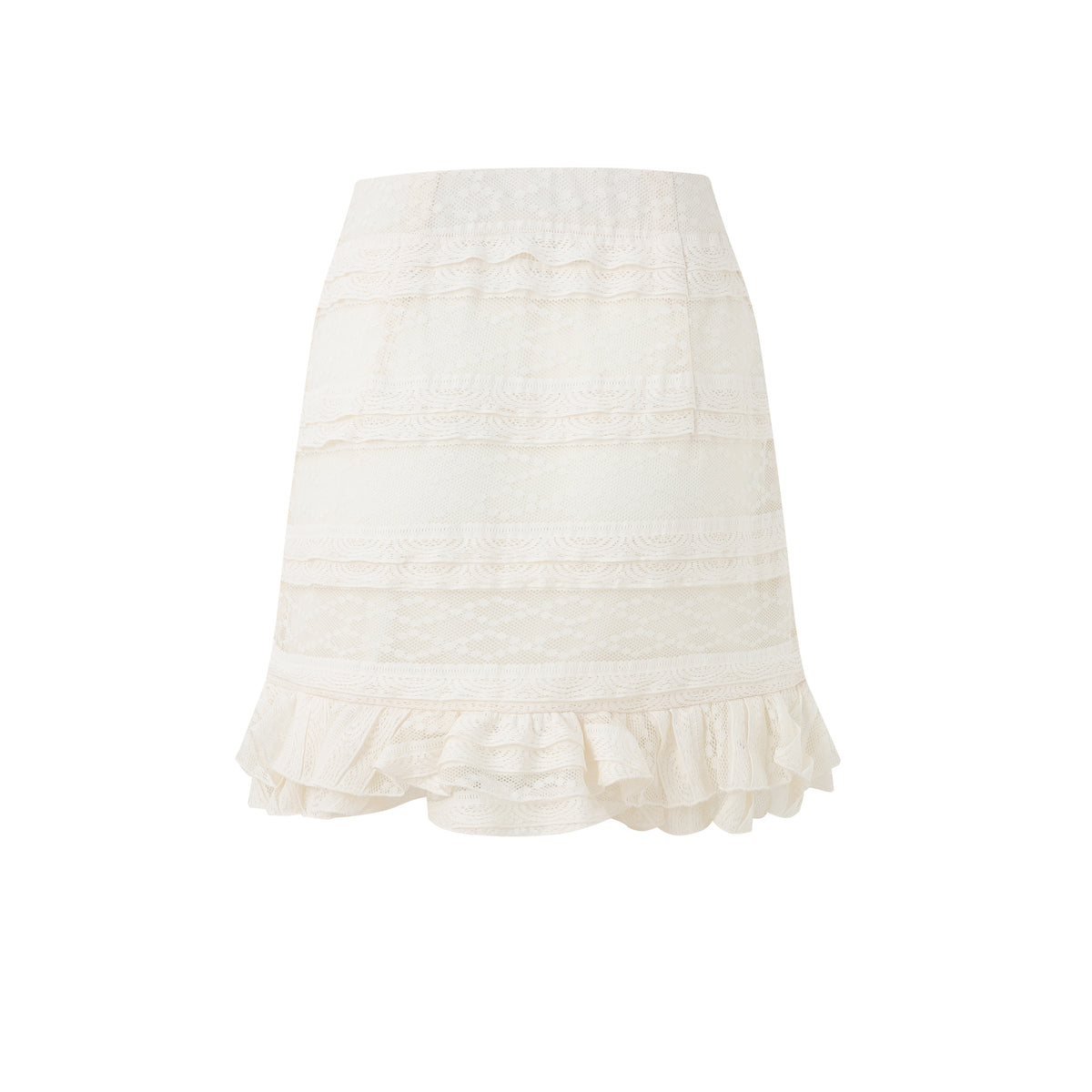 BEIGE LACE MIDI SKIRT