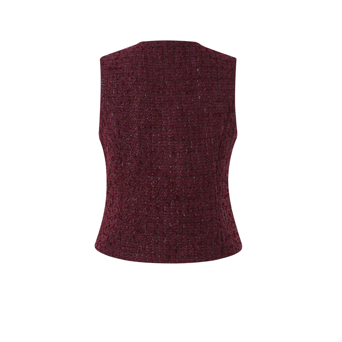 BURGUNDY TWEED GOLD BUTTON VEST