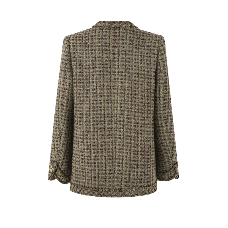 GREEN TWEED JACKET WITH RETRO BUTTONS