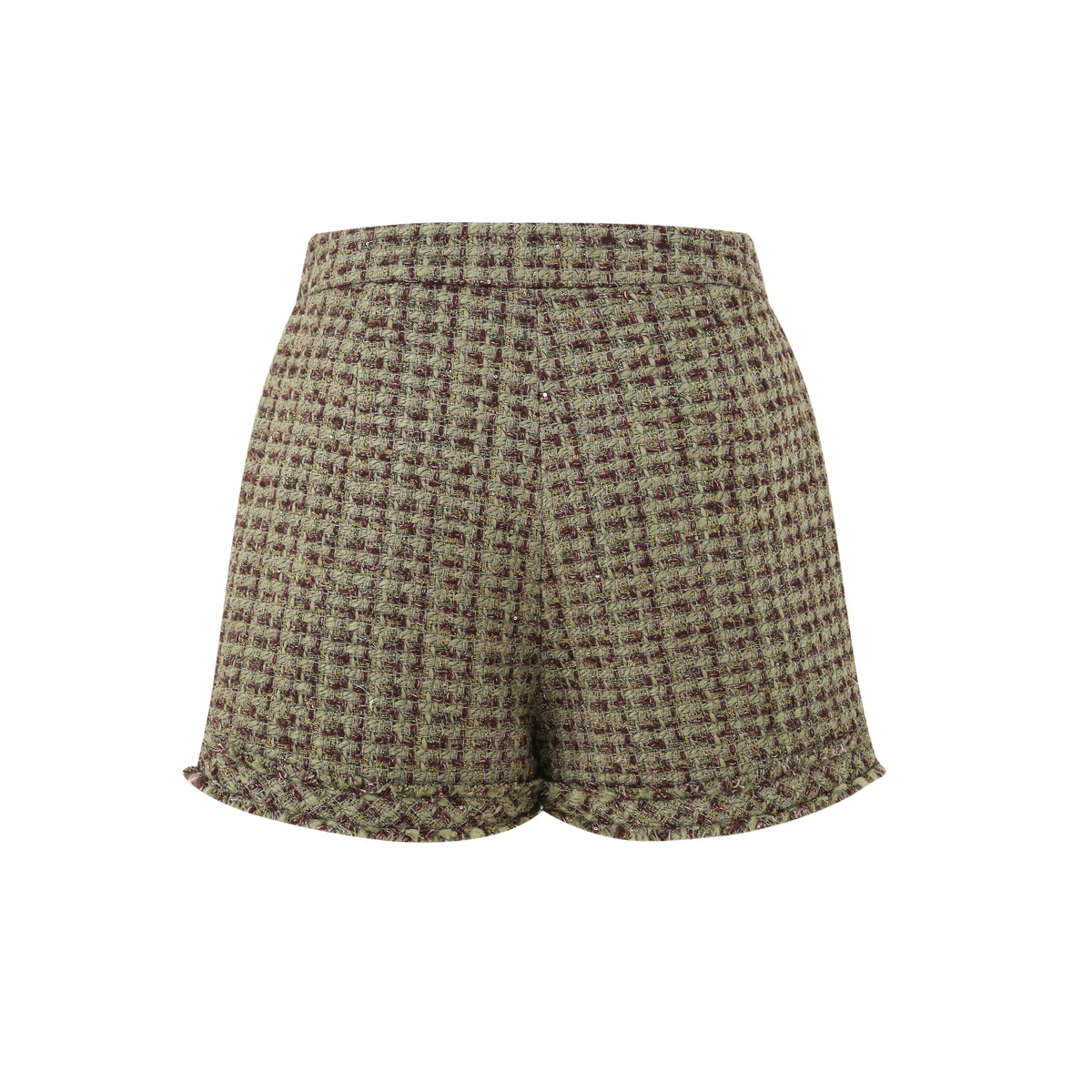 GREEN TWEED SHORTS