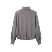 GREY ZIP-UP COLLARED SWEATSHIRT JACKET