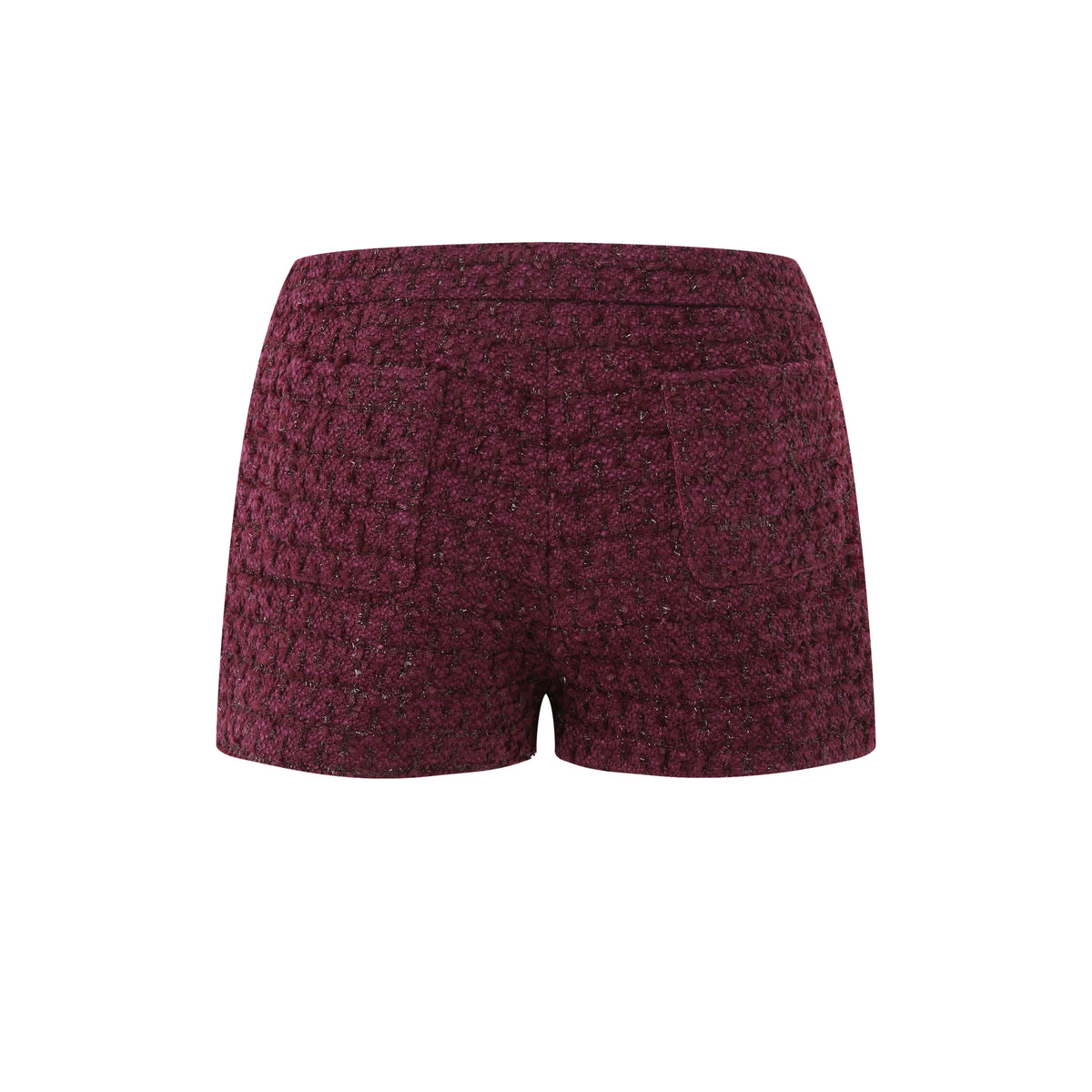 BURGUNDY TWEED SHORTS