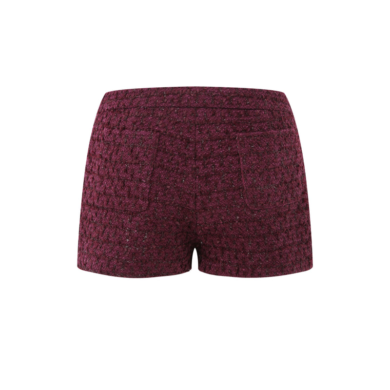 BURGUNDY TWEED SHORTS