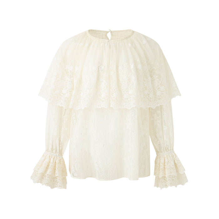 LACE SHAWL COLLAR BLOUSE