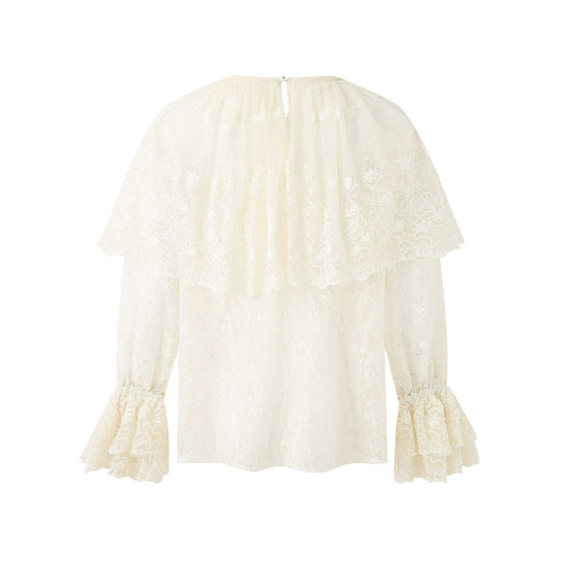 LACE SHAWL COLLAR BLOUSE
