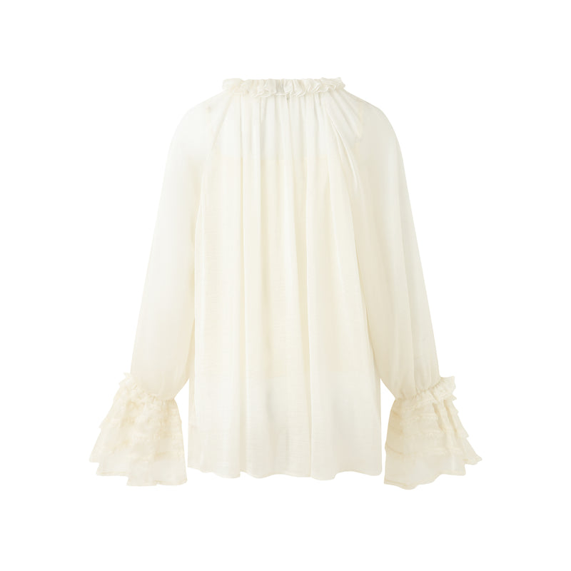 LACE SHAWL COLLAR BLOUSE
