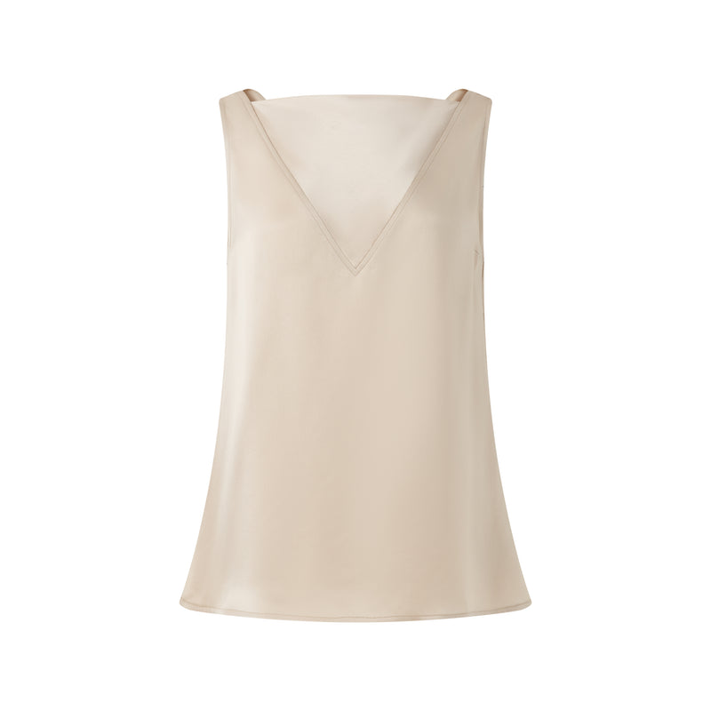 TWO-WAY ACETATE SLEEVELESS BLOUSE
