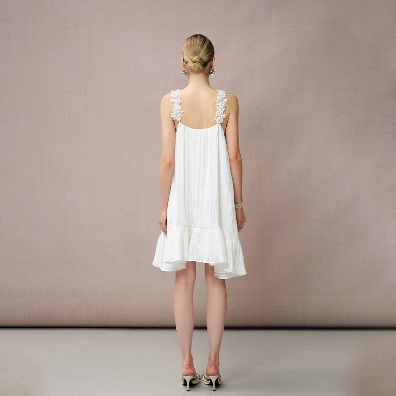 WHITE LACE TRIM CAMI DRESS