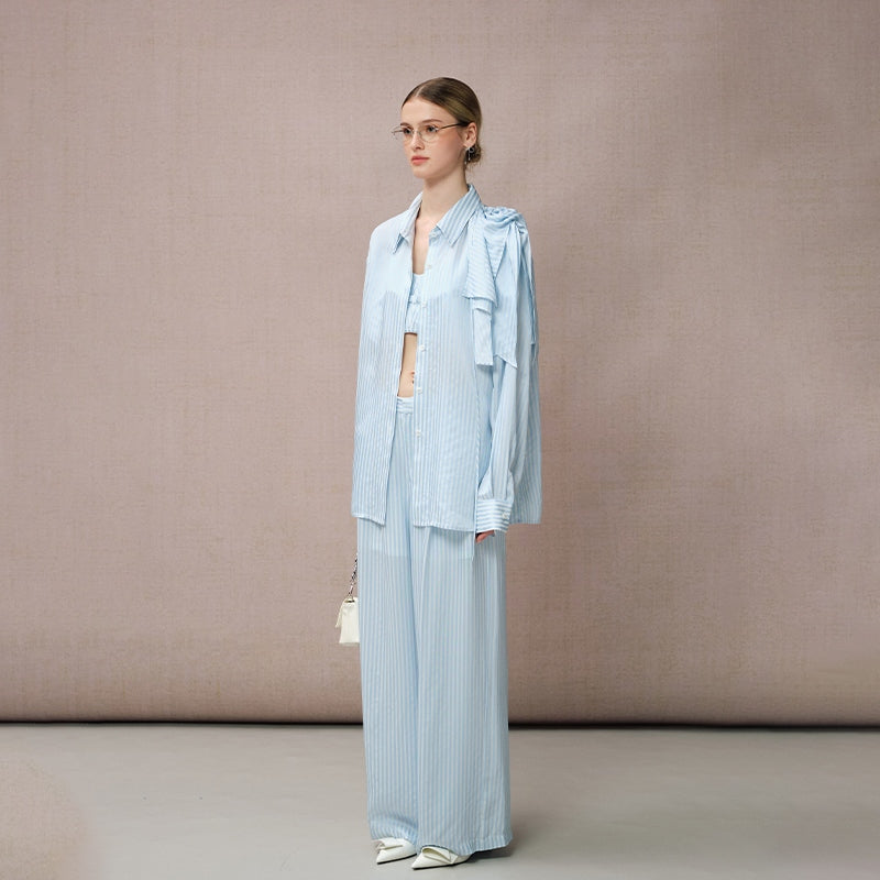 BLUE ACETATE STRIPED PANTS