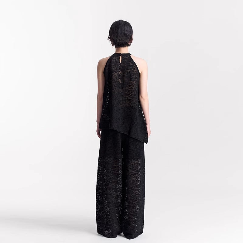 BLACK JACQUARD PANTS