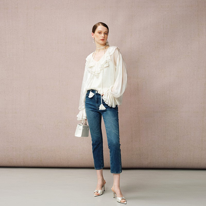 BEIGE SHEER BLOUSE