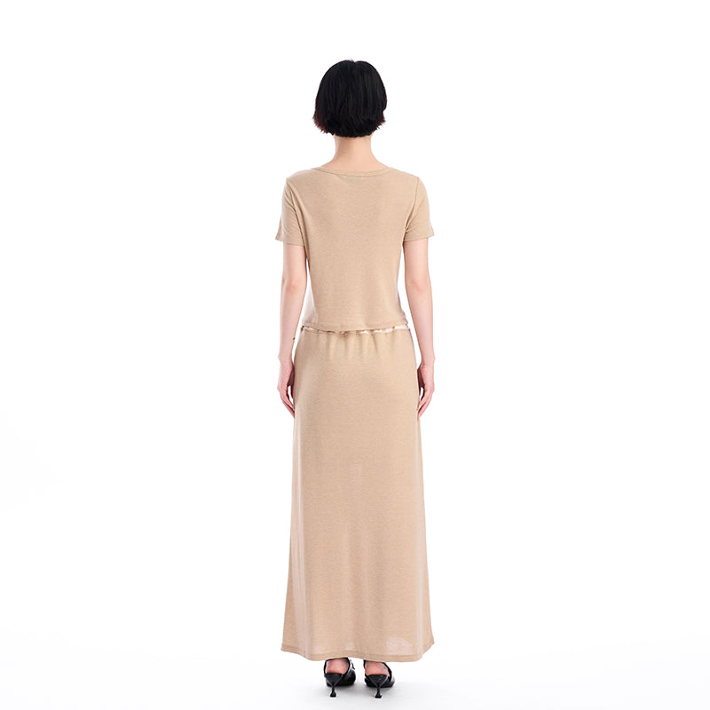 KNIT PATCHWORK ACETATE LONG SKIRT