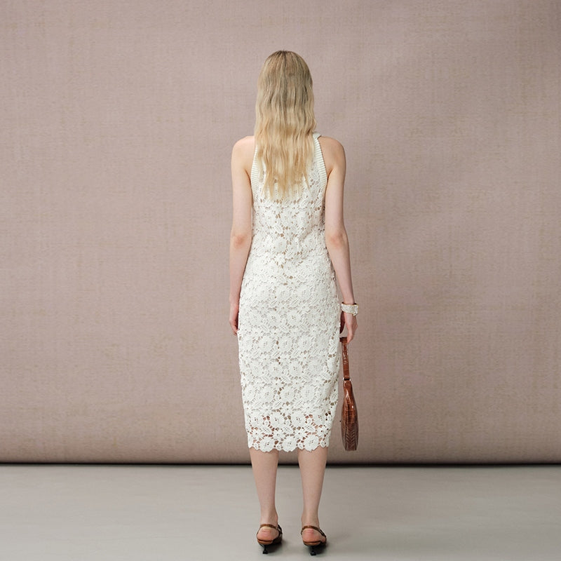 LACE EMBROIDERED EYELET DRESS